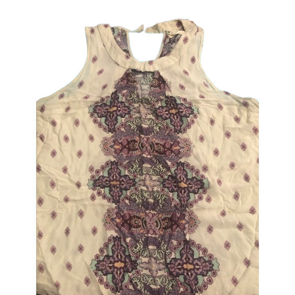 TAYLOR &‎ SAGE High-Neck Keyhole Woven Tank Boho Festival Print Sleeveless - Picture 4 of 10